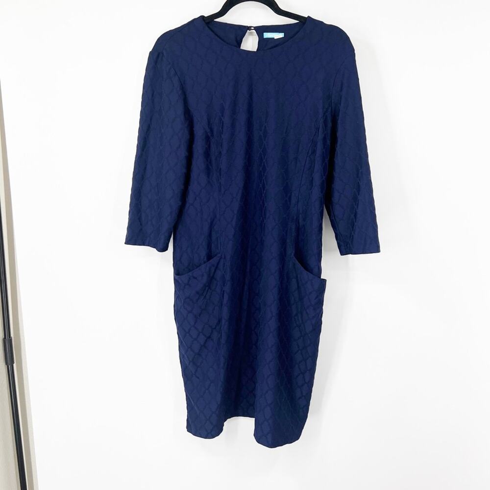 J. McLaughlin Catalyst Navy Blue Textured Dress